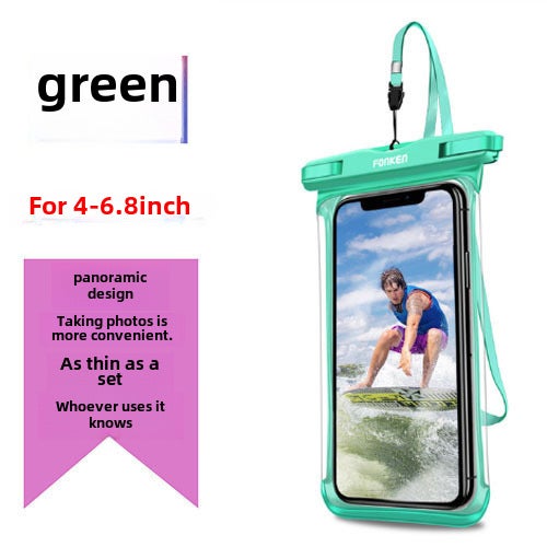FONKEN 6.8-Inch Dual Pouch Waterproof Phone Bag Touchscreen for Swimming Light green 