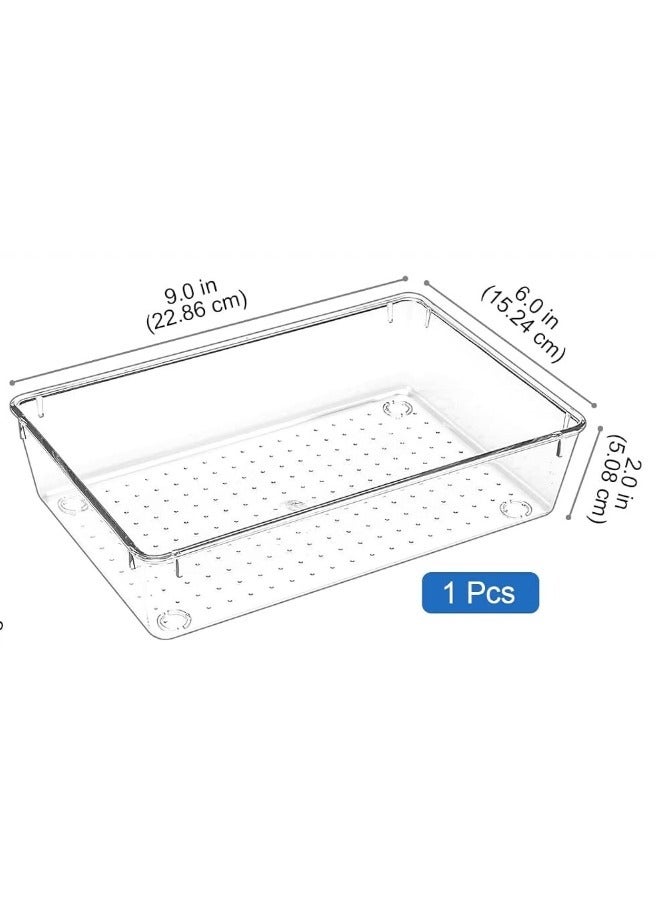 4 Pcs Desk Drawer Organizers Trays Set Clear Plastic Storage Bins Bathroom Drawer Tray Dividers Vanity Trays Organizer for Bedroom Dresser Makeup Kitchen Utensil Office - Image 2