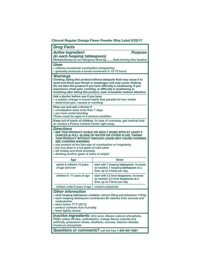 CITRUCEL مسحوق سيتروسيل بنكهة البرتقال لعلاج الإمساك العرضي، 30 أونصة - Image 4