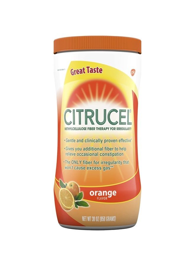 CITRUCEL مسحوق سيتروسيل بنكهة البرتقال لعلاج الإمساك العرضي، 30 أونصة - Image 1