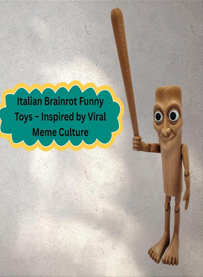 Ekopedia Tung Tung Tung Sahur Action Figure Italian Brainrot Figurine 3D Printed Plastic Free Articulated Model Funny Meme Toy Collectible Viral Internet Meme Character Figurine (6 Inche) - Image 4