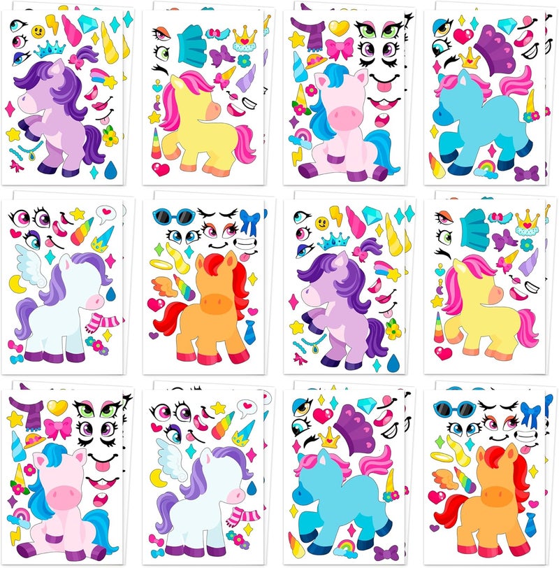 JOYIN 24 Sheets 9"x6" Make a face Stickers for Kids, Make Your Own Monster Unicorn Stickers, Party Favors Kids Crafts, Goodie Bags Stuffers Classroom Activities - Image 1