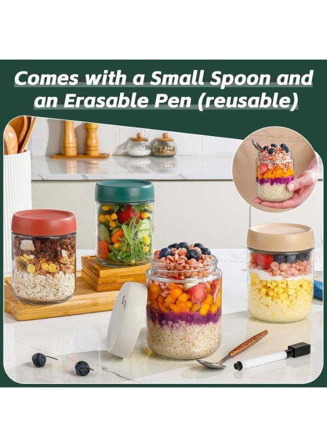 Relex Glass Jars with Lids,Overnight Oats Meal Prep Portion Control Containers Snack Pudding Yogurt Cereal Salad Food Storage Cups Bowls Airtight (500ml) - Image 4