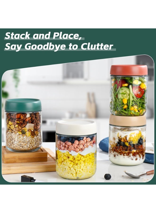 Relex Glass Jars with Lids,Overnight Oats Meal Prep Portion Control Containers Snack Pudding Yogurt Cereal Salad Food Storage Cups Bowls Airtight (500ml) - Image 5