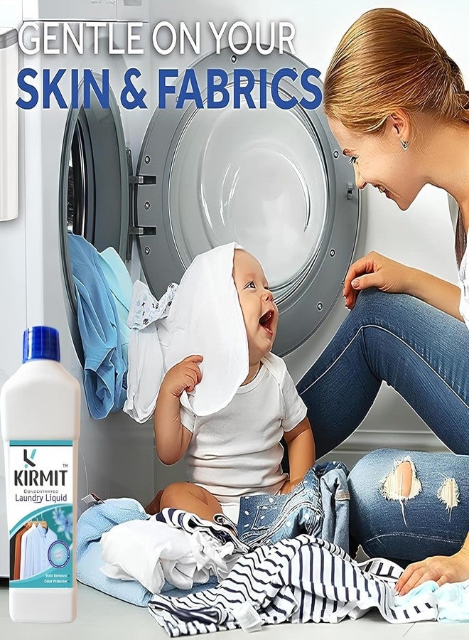 KIRMIT® Natural Laundry Liquid Detergent | 1000ml | Bio Enzyme formula | Biodegradable, Non-Toxic, Herbal, Tough On Stains & Odour, Smells Awesome, Protects Colour, Baby Safe (Stain-Remover) - Image 2