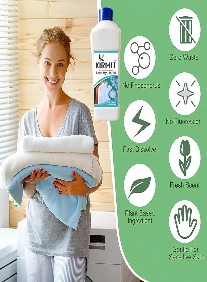 KIRMIT® Natural Laundry Liquid Detergent | 1000ml | Bio Enzyme formula | Biodegradable, Non-Toxic, Herbal, Tough On Stains & Odour, Smells Awesome, Protects Colour, Baby Safe (Stain-Remover) - Image 3
