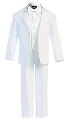 OLIVIA KOO Boy's Classic Tuxedo Suit with No Tail White Two Button - Image 4