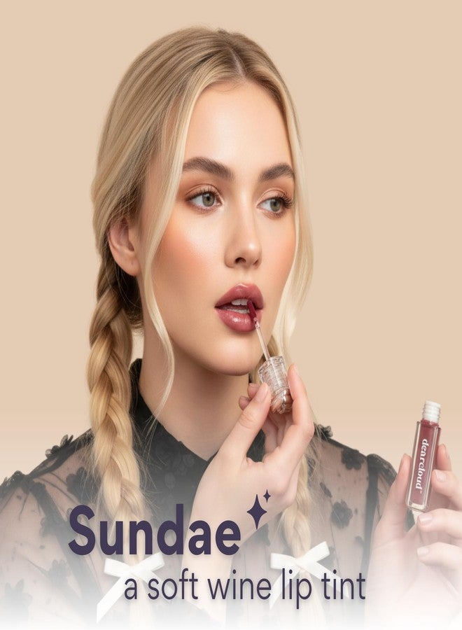 dearcloud Color Crush Lip Tint – Lip Gloss for Women – Tinted Lip Balm with Squalane – Sundae (0.13 oz) - Image 2