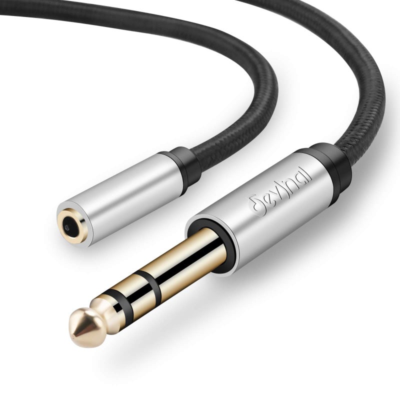 Devinal 1/4" to 3.5mm Female Headphone Extension Cable, 6.35mm to 3.5mm (1/8" inch) TRS Adapter, Quarter inch to Minijack Female Stereo Cord Converter Connector 5 feet/ 1.5M - Image 1