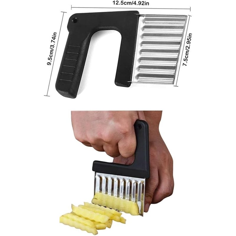 3 Pack Crinkle Cutter Knife with Ergonomic Handle French Fry Cutter Potatoes Crinkle Fry Cut Wave Slicer Wavy Chopper for Potato Carrot Chips Vegetable Onions Veggies Cucumber Wave Fries - Image 2