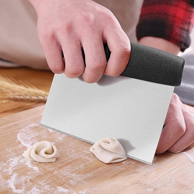 Puno Multipurpose Stainless Steel Dough Scraper with Scale & Anti-Slip Handle – Cake Cream Smoother, Roti & Noodle Cutter, Kitchen Bench Cleaner(1 Piece) - Image 5