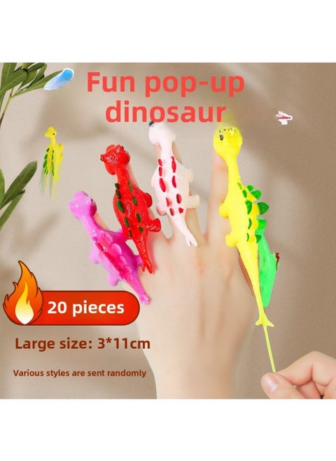 Soft Rubber Park Girl Jurassic Simulation Boy Model Explosions Red Children's Net Dinosaur Toy Bite Finger-Color:Large Size 20 Pieces♥Fun Ejection Dinosaur [high Elasticity And No Odor]