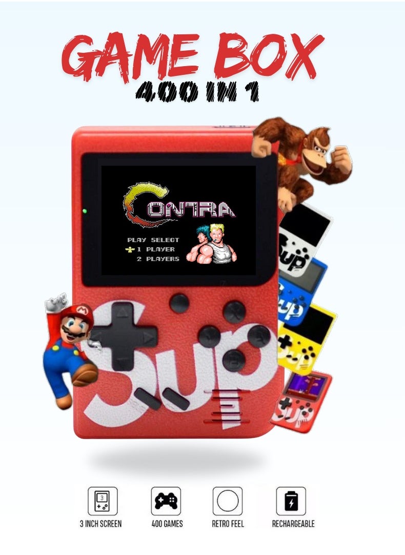 SUP - KIDS GAME | 400 IN 1 | HANDHELD GAMING CONSOLE : PORTABLE RETRO GAME PLAYER | RED - Image 1