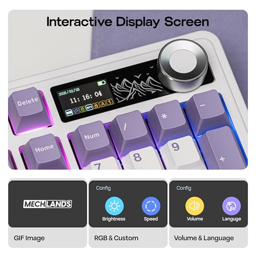 MechLands AJAZZ AK980 V2 Mechanical Gaming Keyboard with Display Screen, 10000mAh Battery, 98% Wireless Keyboard with BT/USB-C/2.4GHz, Hot Swappable, Linear Switch, Knob, RGB for Win/Mac (White) - Image 4