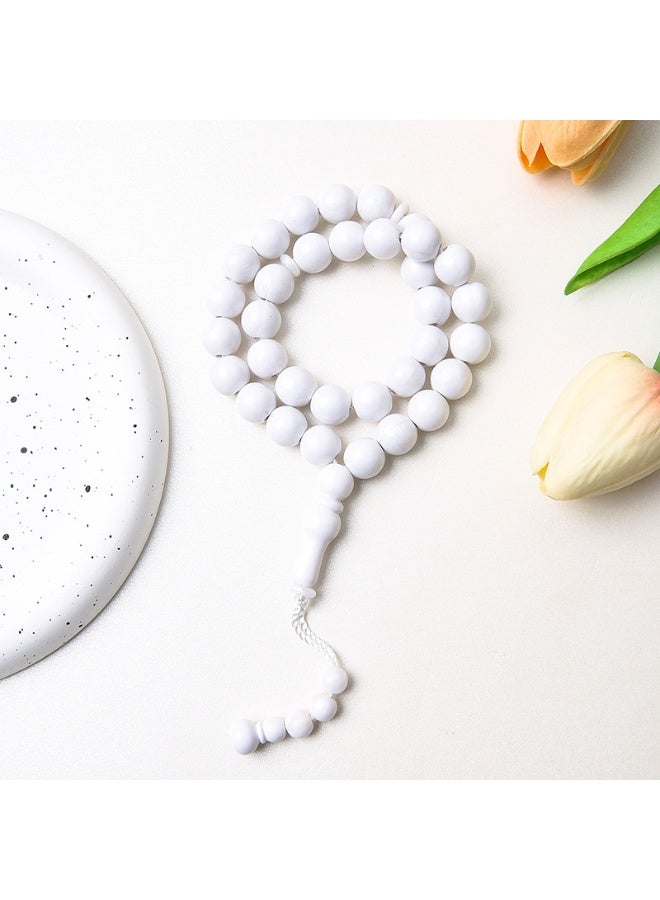 NIBEMINENT 33 Muslim Prayer Beads White/12mm 