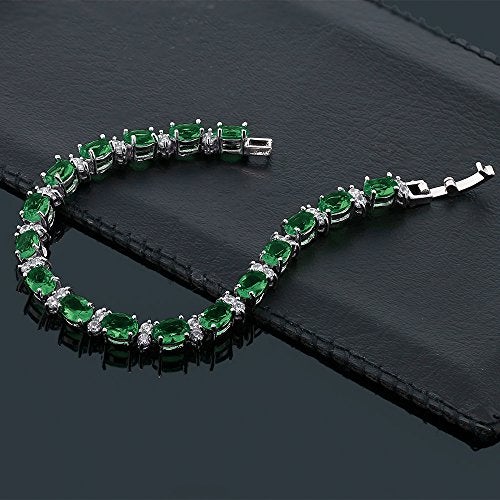 Gem Stone King 20.00 Ct Gorgeous Oval and Round 7 Inch Sparkling Cubic Zirconia CZ Tennis Bracelet For Women - Image 3