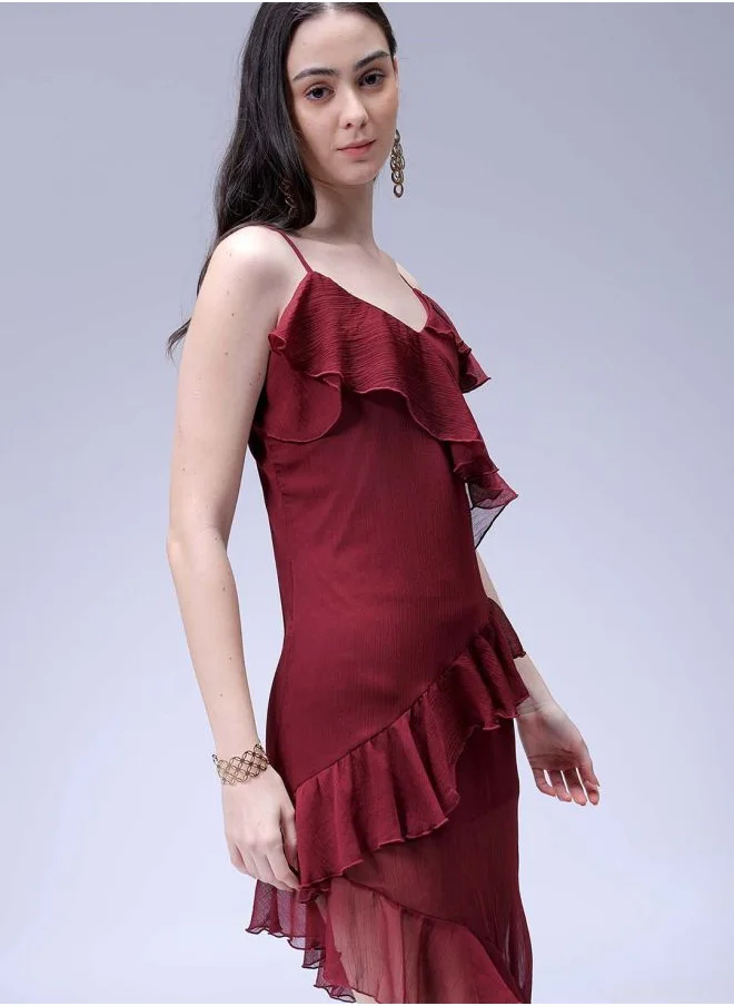 Freehand Women Fit and Flared Casual Solid Asymmetric Dress