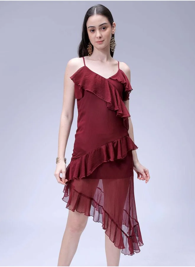 Freehand Women Fit and Flared Casual Solid Asymmetric Dress