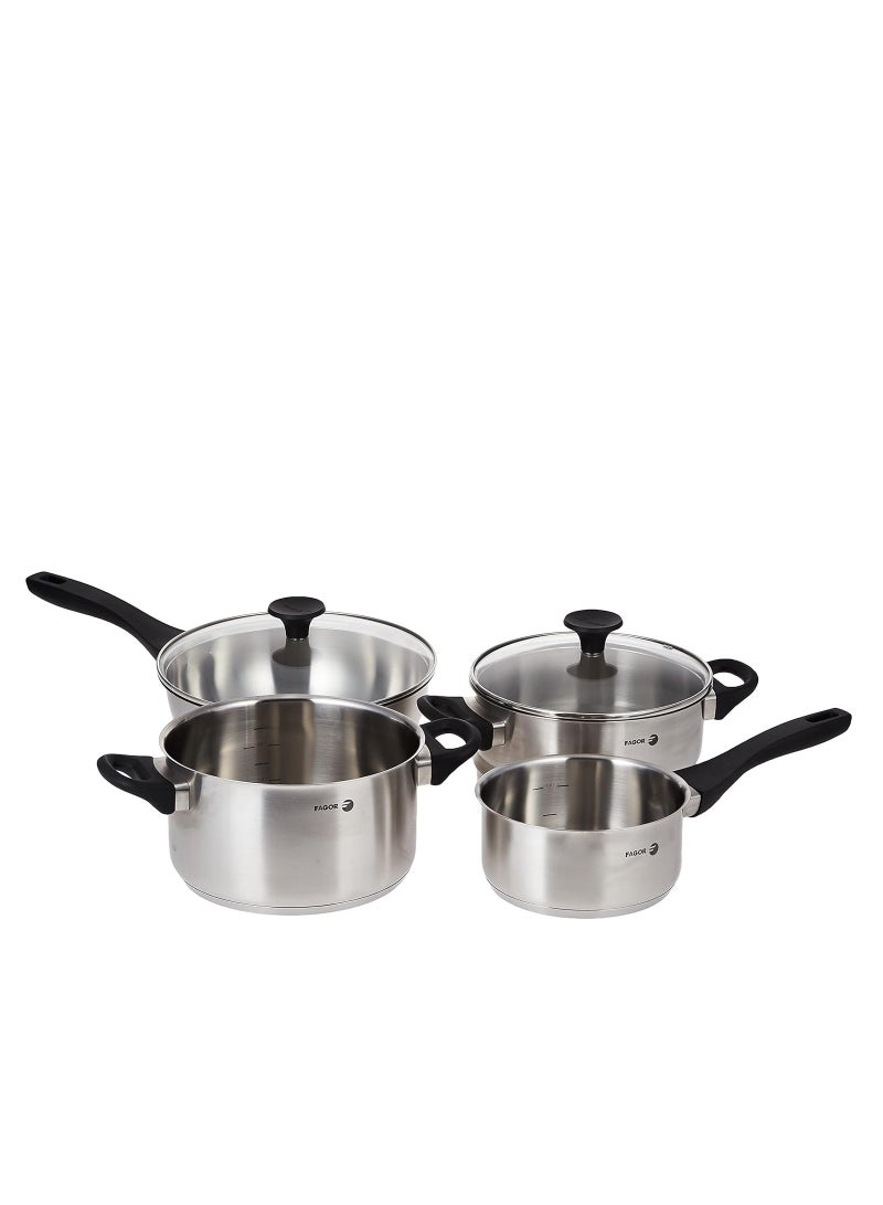 فاجور طقم أواني طهي فاجور من الفولاذ المقاوم للصدأ،6 قطع، شديد التحمل، بمقابض من الفولاذ المقاوم للصدأ، فضي اللون، - Image 1