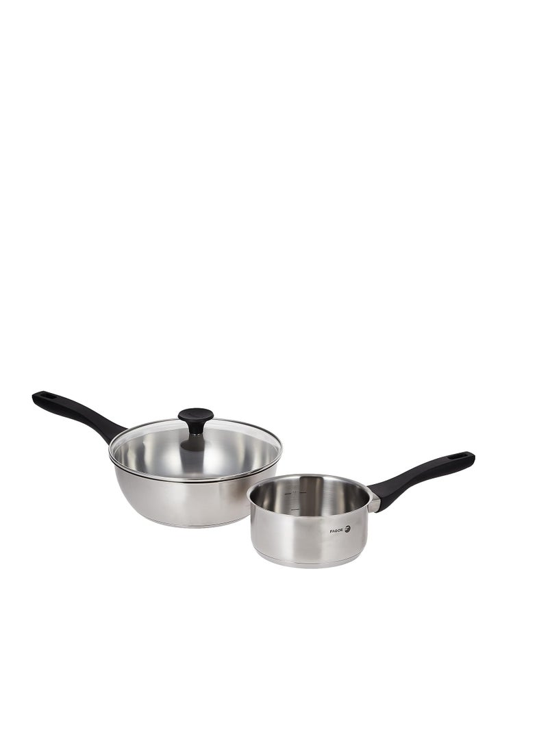 فاجور طقم أواني طهي فاجور من الفولاذ المقاوم للصدأ،6 قطع، شديد التحمل، بمقابض من الفولاذ المقاوم للصدأ، فضي اللون، - Image 2