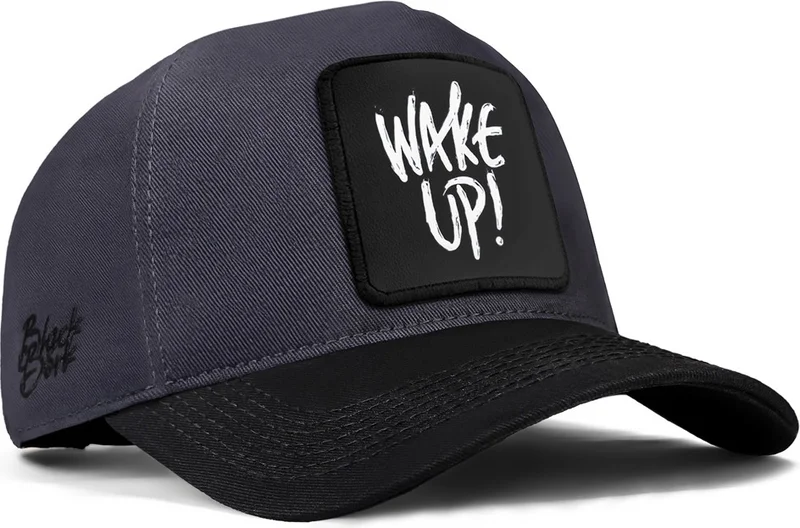 Black Börk Blackbörk V1 Baseball Wake Up - 3 Code Logo Black Peaked Anthracite Hat (Cap)