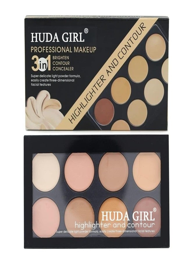 HUDA GIRL 8 Shades Highlighter, Contour & Concealer for Women - Long Lasting, Waterproof, Pigmented, Full Coverage Concealer & Colour Corrector for Dark Circles - Image 1