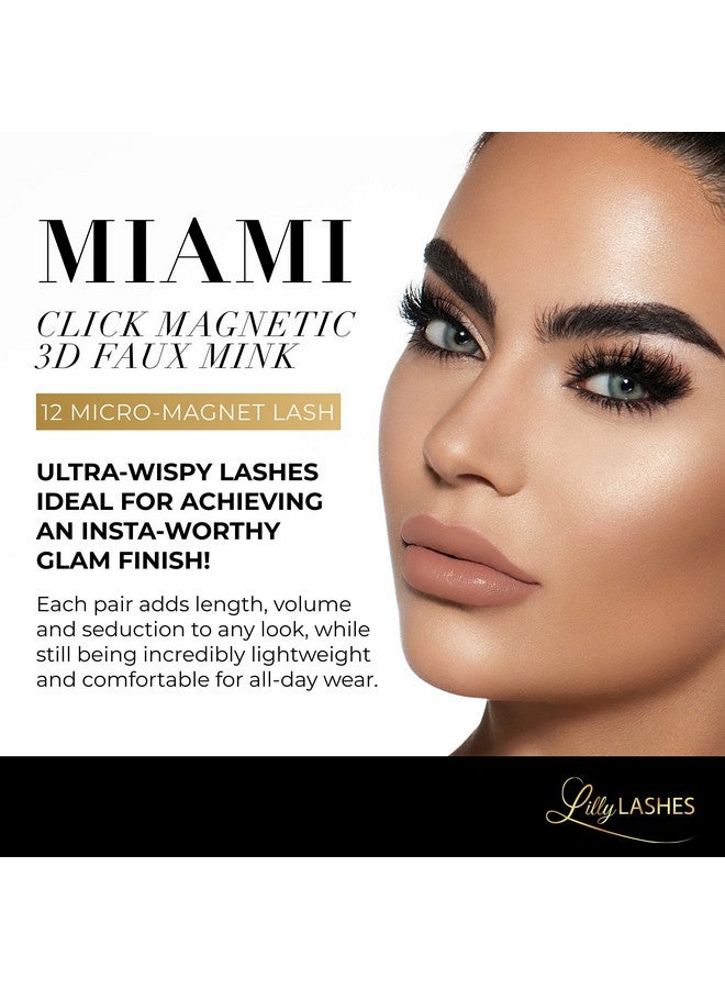 Lilly Lashes Lilly Lashes Click Magnetic Eyelashes - Miami Magnetic Faux Mink Lashes for a Natural Look - False, Wispy Magnet Eyelashes - Vegan Makeup Lash Extension - Magnetic Eyelashes Without Eyeliner - Image 4