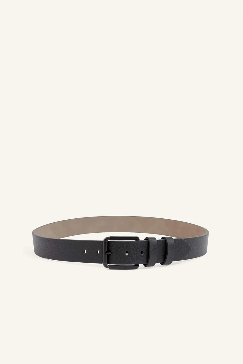 Man Rectangle Clasp Faux Leather Classic Belt