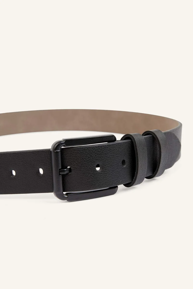 ديفاكتو Man Rectangle Clasp Faux Leather Classic Belt