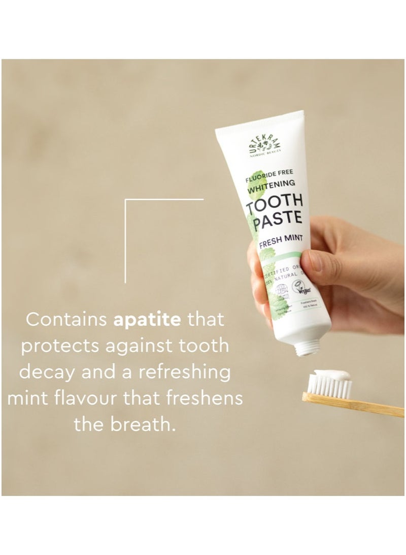 Urtekram Organic Fresh Mint Whitening Toothpaste, 75ml - Fluoride-Free, 100% Organic - Vegan, Natural Ingredients, Gentle Oral Care - Image 4