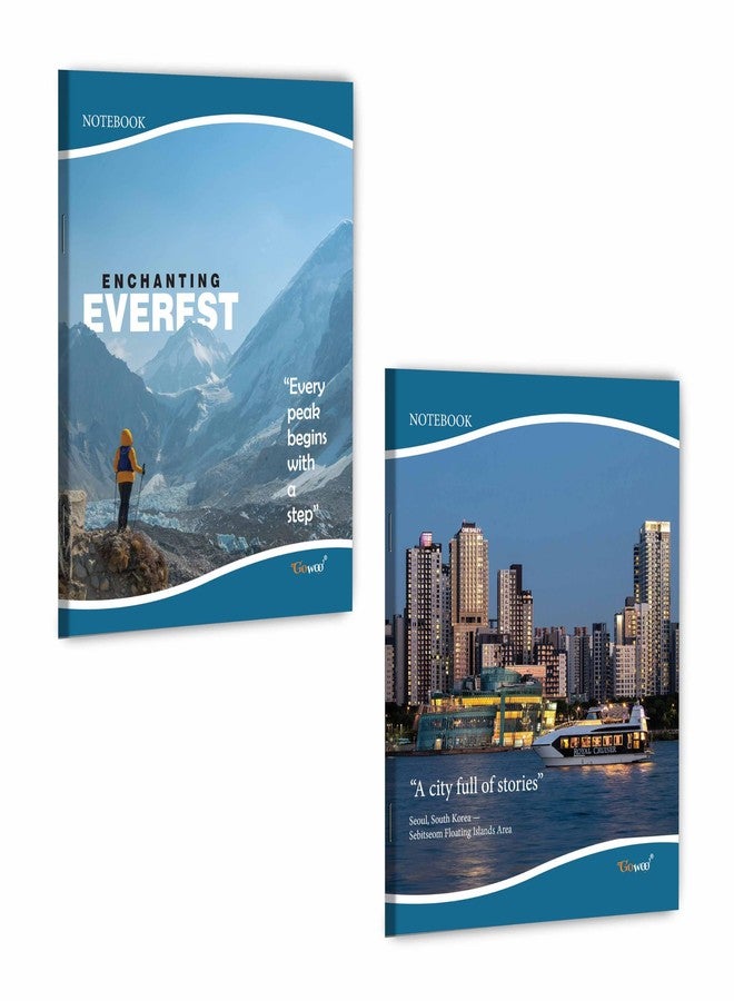 GOWOO Enchanting Everest and Seoul Reflections Notebooks - Ruled :- travel inspired notebooks, everest theme notebook, nature inspired notebook, classy ruled notebook for students | Pack of 2 Book - Image 1