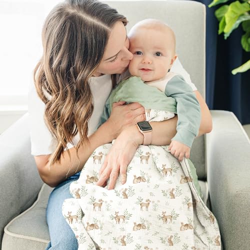 Konssy Baby Blankets for Unisex Boys Girls, Super Soft Nursery Minky Blankets with Muslin Cotton Front and Dotted Fleece Backing, Printed Bed Throws Newborn - Image 2