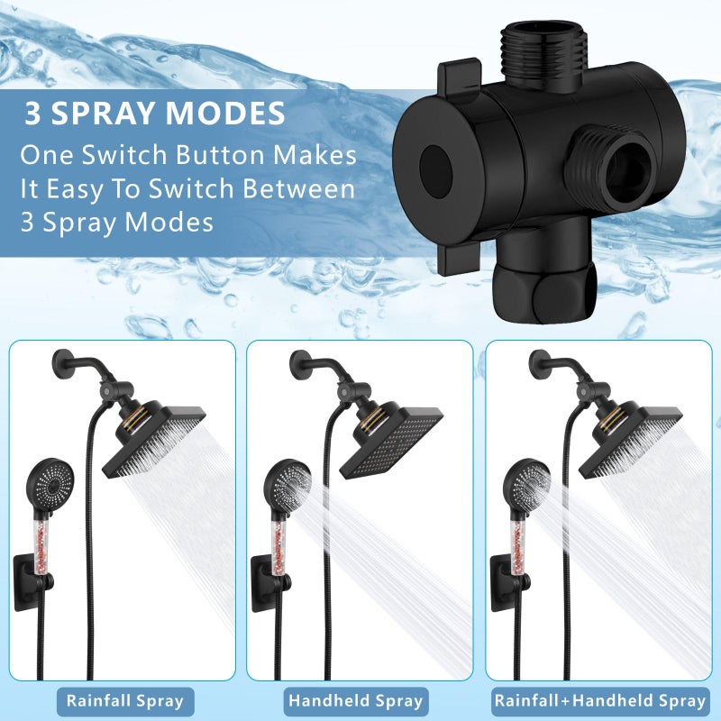 Nuodan Filtered Shower Head with Handheld Combo, High Pressure Rain Showerhead Filter for Remove Chlorine and Harmful Substances, with Self-adhesive Holder/59" Hose, Matte Black - Image 4