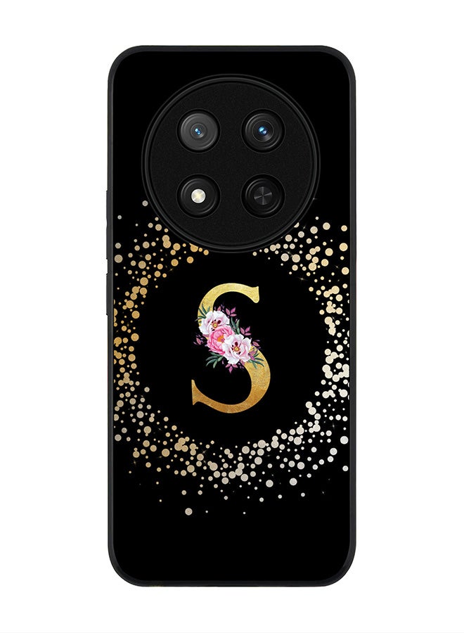 Stylizedd For Honor X9c / Honor Magic7 Lite 5G Case,Slim fit Camera Protection, Shockproof Thin Phone cover  - Custom Monogram Floral - S ( Black ) - Image 1