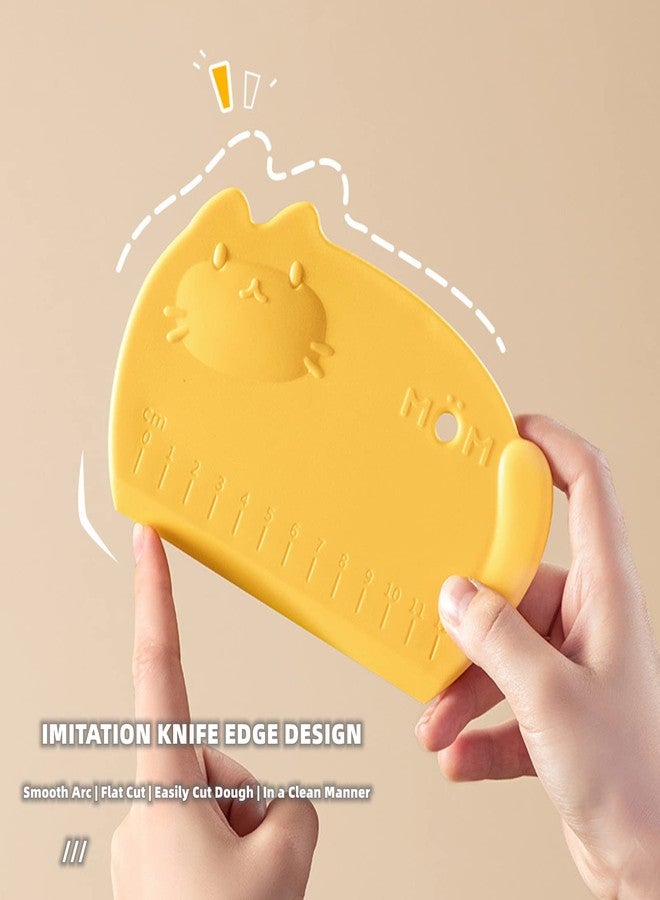 Chchmu مكشطة عجين سيليكون بمقياس، بتصميم كرتوني، مصنوعة من مواد آمنة غذائيًا، تُستخدم في الخبز والكيك وتزيين الفوندان. مكشطة سيليكون للعجين المخمر، قطعتان، أخضر وأصفر. - Image 3