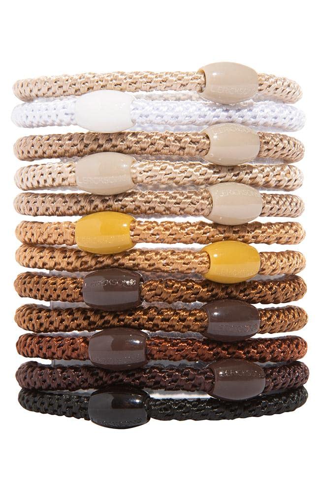 L Erickson Narrow Grab  Go Ponytail Holders Set of 12  Camelback