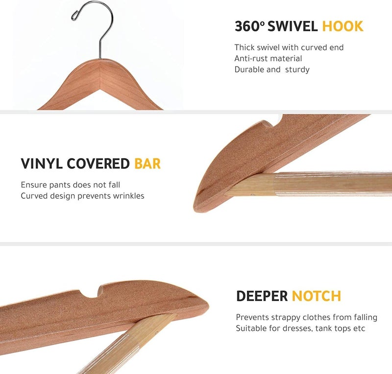 Quality Hangers Quality Wooden Hangers - Slightly Curved, Heavy-Duty Coat Hangers with Stylish Chrome Hooks - Natural, 80 Pack Sets - Image 4