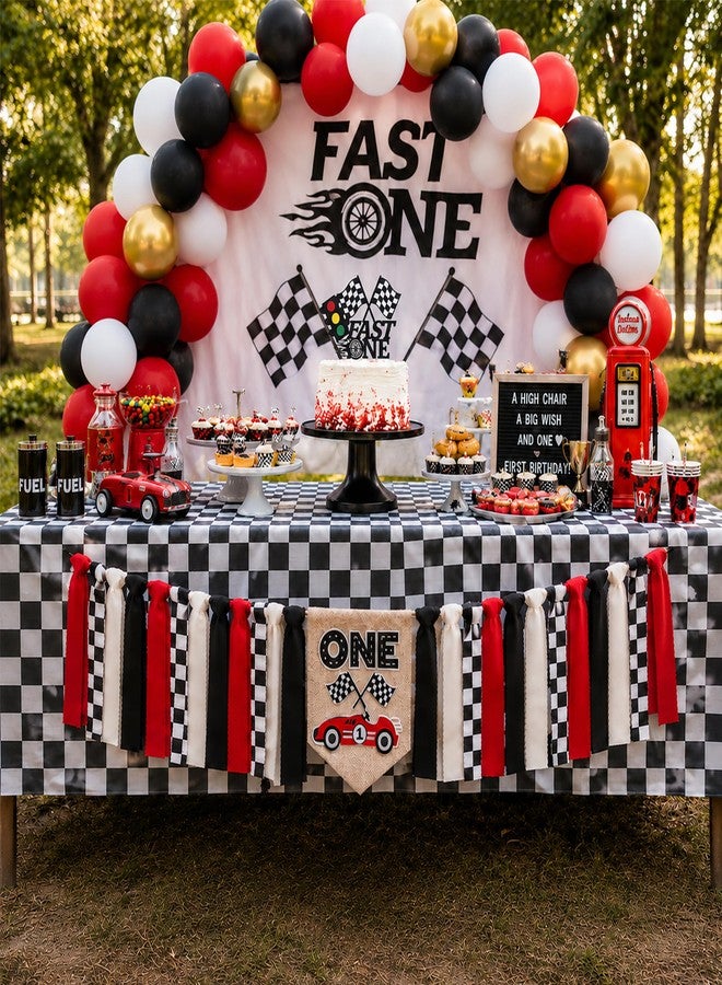 بيبو لافتة كرسي مرتفع بتصميم سيارة سباق BiBo Fast One، تتضمن زينة حفلة عيد الميلاد الأول لافتة كرسي مرتفع، وقبعة، وزينة كعكة للأولاد، ودعامة كعكة سباق سيارات، ومستلزمات اللفة الأولى حول المضمار. - Image 5