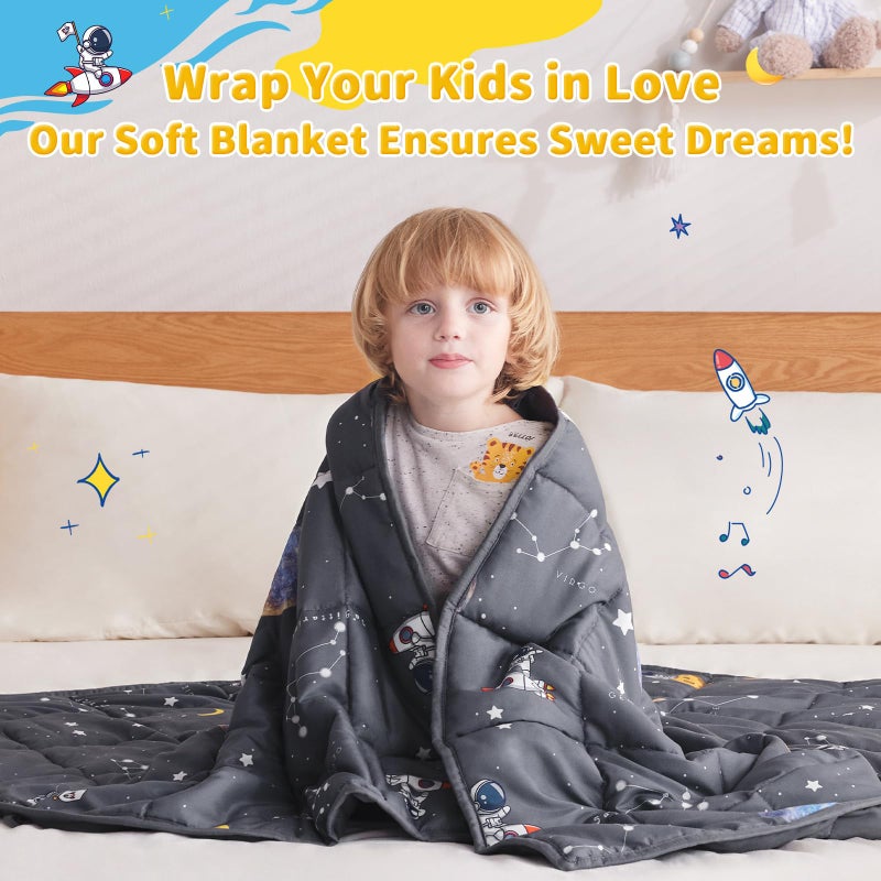anfie Weighted Blanket Kids (36"x48" 5lbs), Weighted Blanket Cooling Blanket for Sleeping,Throw Size Breathable Blanket with Premium Glass Bead(Space Grey) - Image 2