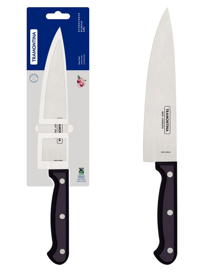 ترامونتينا سكين شيف ترامونتينا ألتراكورت  بوصات بشفرة ستانلس ستيل ومقبض بولي بروبلين أسود - Image 1