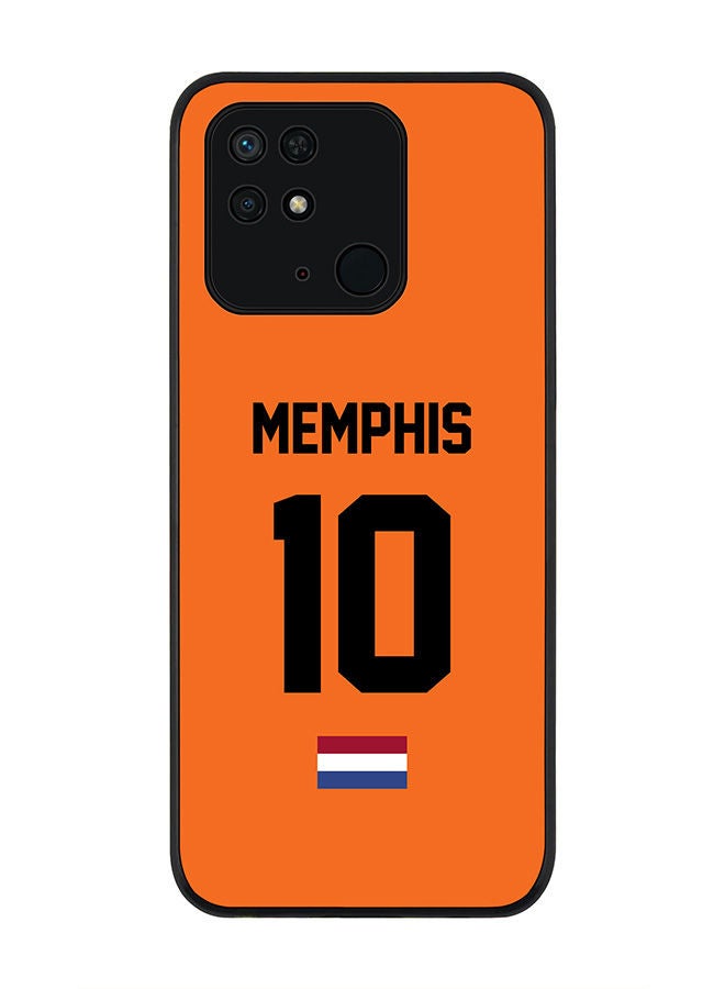 Stylizedd Rugged Black edge case for Redmi 10C 4G  Slim fit Soft Case Flexible Rubber Edges Anti Drop TPU Gel Thin Cover - Football Team - Netherlands Player Name - Memphis - Image 1
