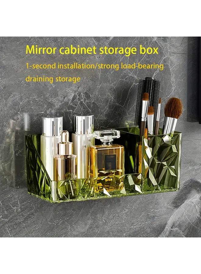 Grey Black Water Ripple Mirror Cabinet No Drill Wall Mount Storage Box Organizer - Image 2