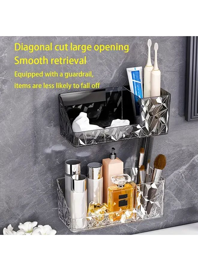 Grey Black Water Ripple Mirror Cabinet No Drill Wall Mount Storage Box Organizer - Image 1