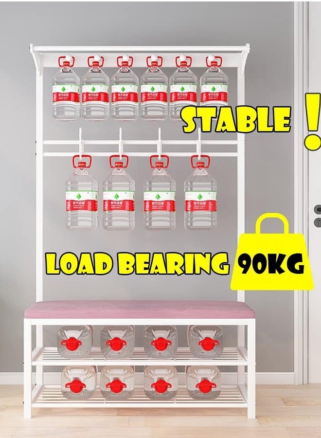 JCB CHIC Shoe Bench with Bottom Storage and Top Coat Rack Shoe Cabinet with Leather Cushion Seat Mutifunction Shoe Rack for Entryway Hallway Bedroom Living Room - Image 4