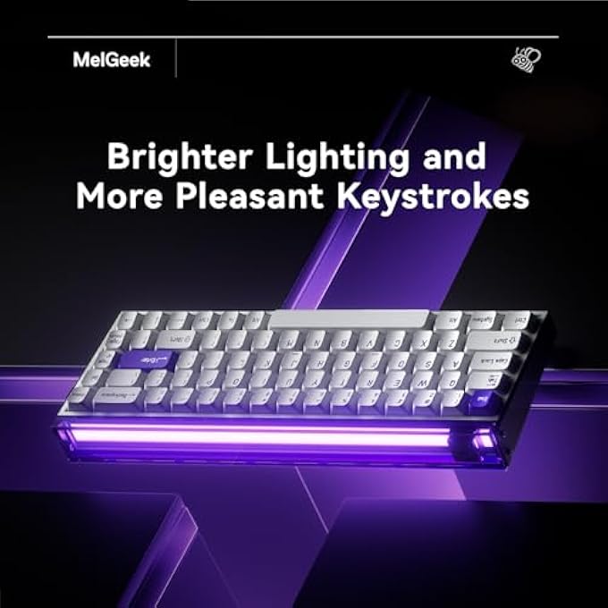 MelGeek لوحة مفاتيح الألعاب المغناطيسية MADE68 PRO بتأثير هول، مفاتيح قابلة للتبديل، تصميم 65% مع إضاءة RGB - بنفسجي - Image 2