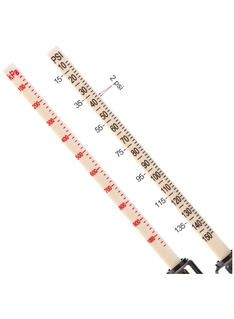 Tire Pressure Gauge Straight-on Foot Dual Head Chucks Auto Service Gage Heavy Duty Air Gauge 10-150PSI 100-1000KPa for Car Truck RV Van - Image 5