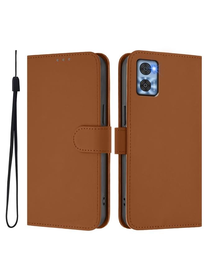 اس-توب جراب لهاتف Motorola Moto E22 4G / E22i 4G مصنوع من الجلد بلون سادة مع حبل تعليق - Image 2