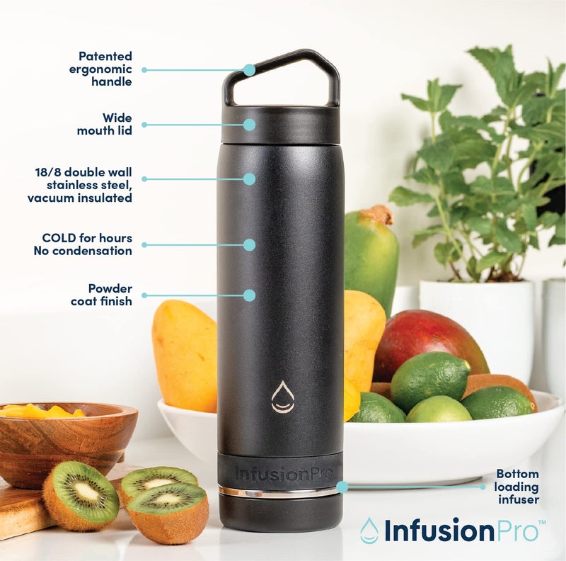 Infusion Pro Fruit Infuser Water Bottle - Vacuum Insulated (20 oz) Stainless Steel : Fruit Infusion Recipe eBook : Bottom Loading for More Flavor : Easy Cleaning : Great Gift - Image 4