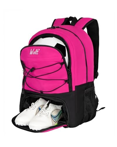 WOLT Soccer Backpack Soccer Bag with Ball Holder Shoes Compartment Sport Equipment Bags For Football Basketball Volleyball Gym Pink - Image 1