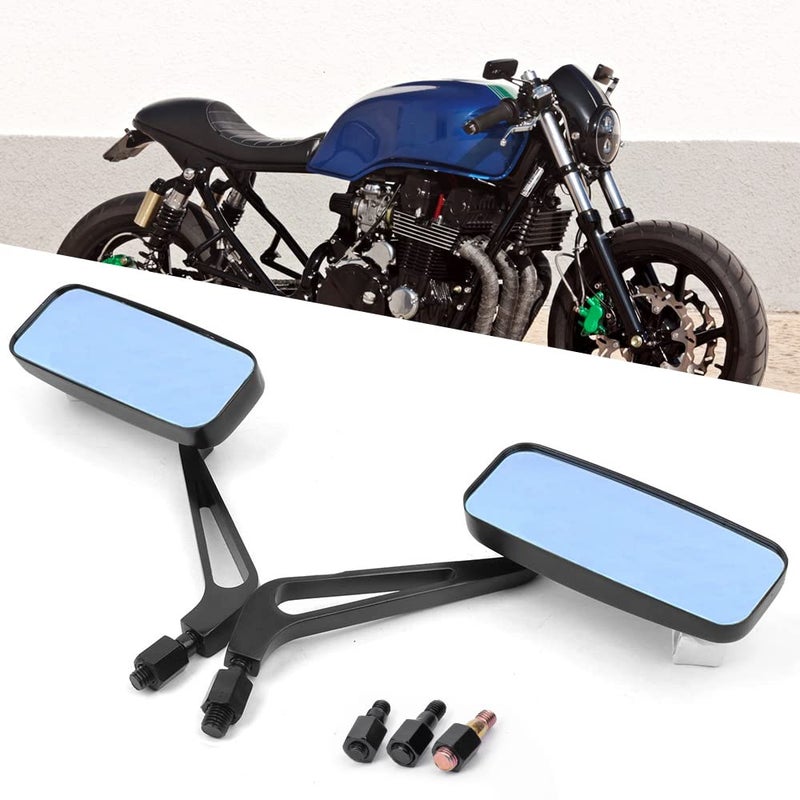DREAMIZER Rectangle Motorcycle Mirrors Black Universal 8MM 10MM Rearview Mirror Aluminum CNC Compatible with Honda Yamaha Suzuki Ruckus Grom Shadow Vstar650